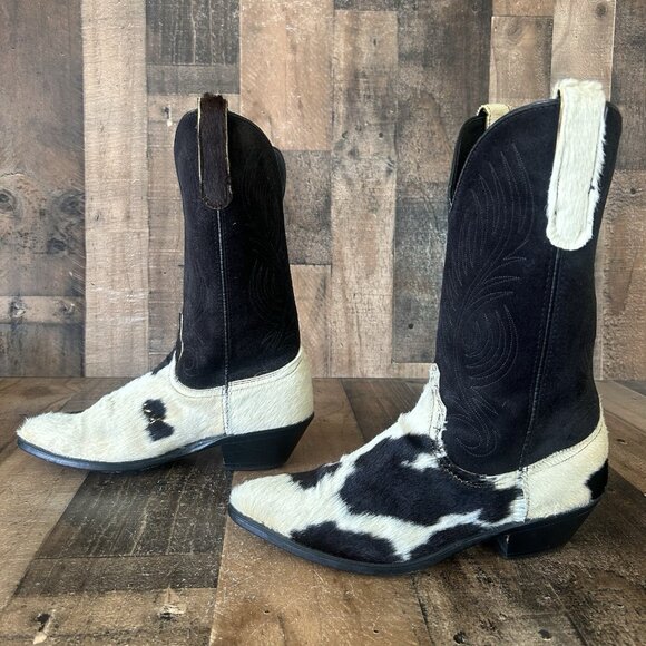 Code West By Dan Post Vintage Hair On Hide Cowboy Boots Mens 8.5 M - Picture 8 of 12
